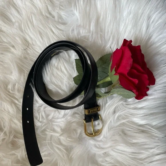 Vintage YSL leather Brass Buckle Belt - Picture 6 of 8